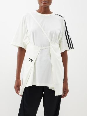 Y-3 - Strap-overlay Cotton-jersey T-shirt - Womens - White - M