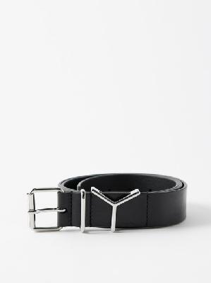 Y/Project - Y-plaque Leather Belt - Mens - Black - ONE SIZE