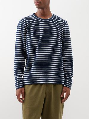 YMC - X Organic-cotton Terry Long-sleeved T-shirt - Mens - Navy Stripe - L