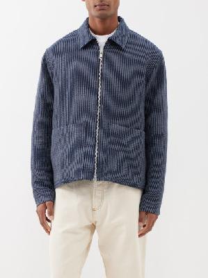 YMC - Bay City Crinkled Cotton-blend Jacket - Mens - Blue Stripe - L