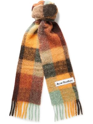 Acne Studios - Fringed Checked Knitted Scarf