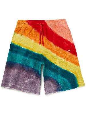 Acne Studios - Wide-Leg Striped Garment-Dyed Cotton-Terry Drawstring Shorts