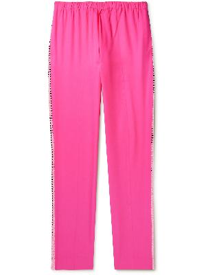 Acne Studios - Tapered Sequinned Lamé-Trimmed Lyocell Trousers