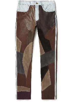 Acne Studios - Lyrite Tapered Denim-Trimmed Patchwork Leather Trousers