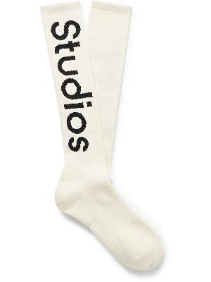 Acne Studios - Logo-Jacquard Ribbed Stretch Cotton-Blend Socks