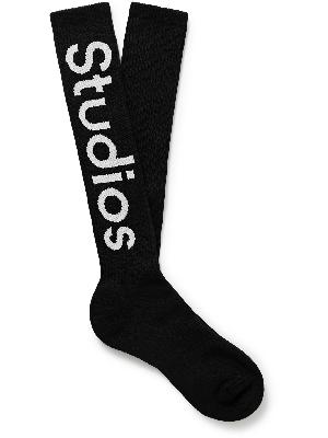 Acne Studios - Logo-Jacquard Ribbed Stretch Cotton-Blend Socks
