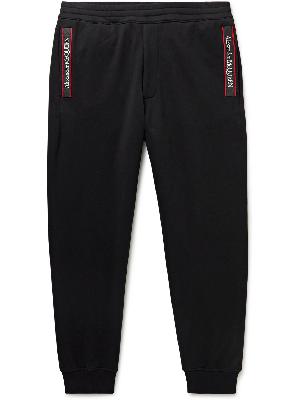 Alexander McQueen - Tapered Logo Webbing-Trimmed Cotton-Jersey Sweatpants