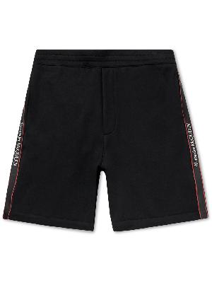 Alexander McQueen - Wide-Leg Logo Webbing-Trimmed Loopback Organic Cotton-Jersey Shorts