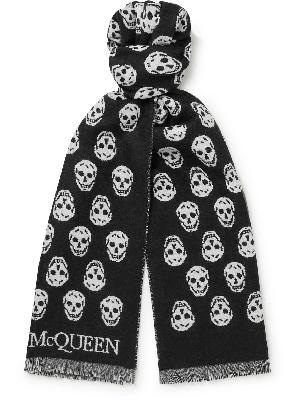 Alexander McQueen - Reversible Fringed Logo-Jacquard Wool Scarf