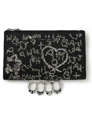 Alexander McQueen - Skull Four-Ring Embellished Leather Pouch