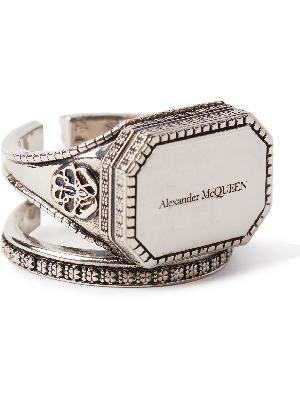Alexander McQueen - Logo-Engraved Burnished Silver-Tone Signet Ring