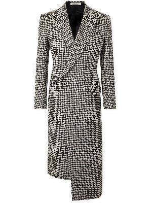 Alexander McQueen - Double-Breasted Asymmetric Houndstooth Wool Coat