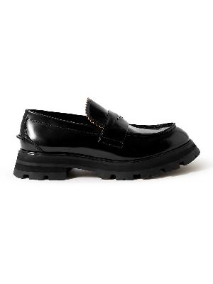 Alexander McQueen - Embellished Polished-Leather Penny Loafers