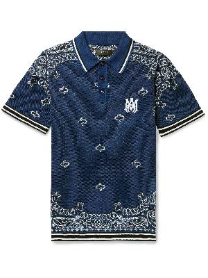 AMIRI - Logo-Embroidered Crocheted Cotton and Cashmere-Blend Polo Shirt