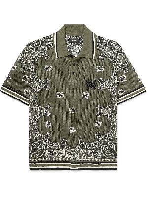 AMIRI - Logo-Embroidered Jacquard-Knit Cotton and Cashmere-Blend Polo Shirt