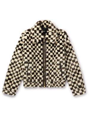AMIRI - Leather-Trimmed Checked Faux Fur Blouson Jacket