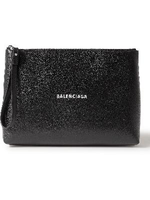 Balenciaga - Cash Logo-Print Full-Grain Leather Pouch