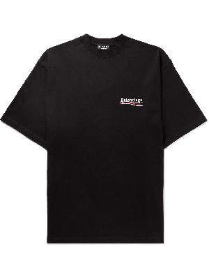 Balenciaga - Oversized Logo-Embroidered Cotton-Jersey T-Shirt