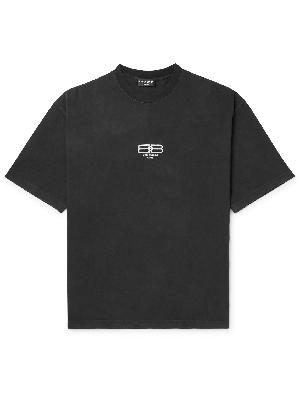 Balenciaga - BB Paris Logo-Embroidered Organic Cotton-Jersey T-Shirt