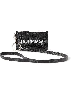 Balenciaga - Logo-Print Cross-Grain Leather Cardholder with Lanyard