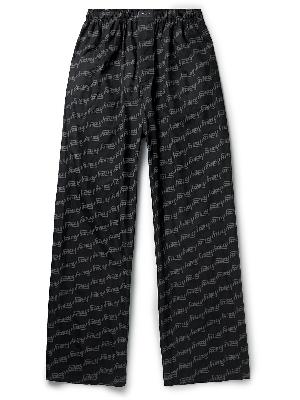 Balenciaga - Wide-Leg Logo-Print Cotton-Poplin Pyjama Trousers