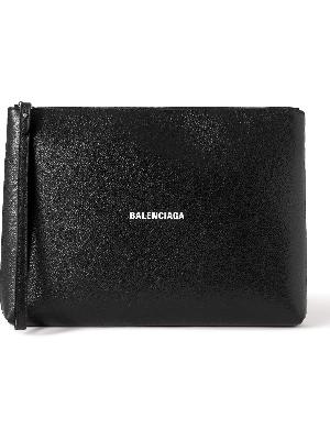 Balenciaga - Logo-Print Full-Grain Leather Pouch