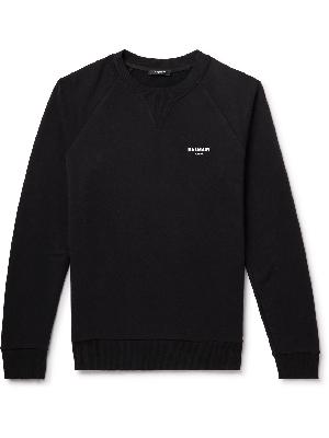 Balmain - Logo-Flocked Cotton-Jersey Sweatshirt