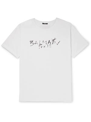Balmain - Logo-Print Cotton-Jersey T-Shirt