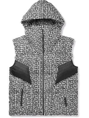 Balmain - Quilted Padded Monogrammed Shell Hooded Gilet