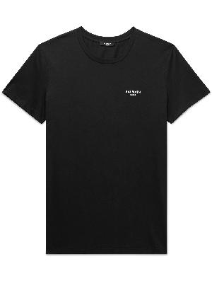 Balmain - Logo-Flocked Cotton-Jersey T-Shirt