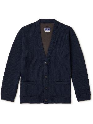 Blue Blue Japan - Frayed Ribbed Wool-Blend Cardigan