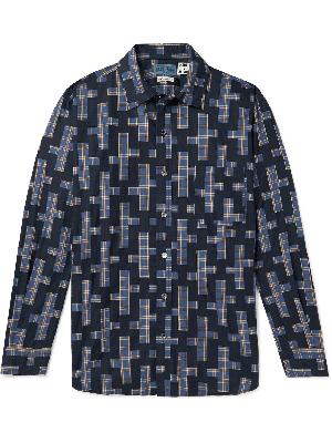 Blue Blue Japan - Printed Checked Cotton Shirt