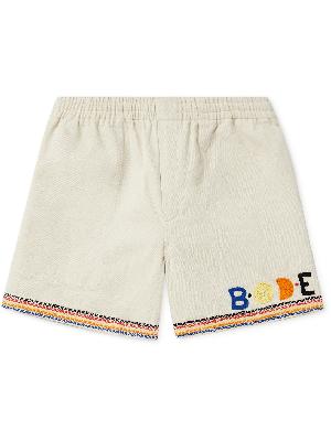 BODE - Donkey Party Straight-Leg Embroidered Cotton-Twill Shorts