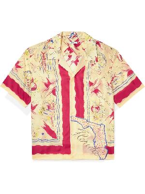BODE - Camp-Collar Printed Silk-Satin Shirt