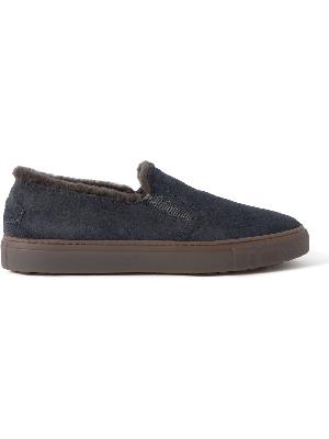 Brioni - Shearling-Lined Suede Slip-On Sneakers