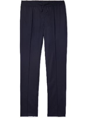 Brioni - Straight-Leg Leather-Trimmed Virgin Wool-Drill Trousers