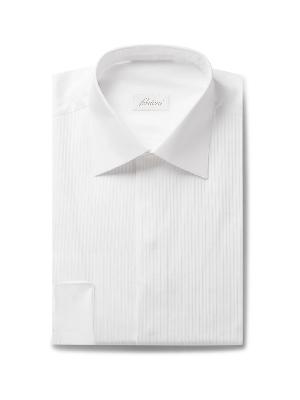 Brioni - White Slim-Fit Bib-Front Double-Cuff Cotton-Voile Shirt