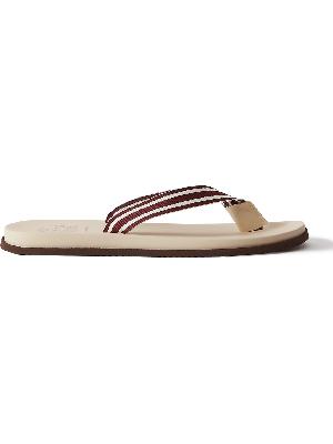 Brunello Cucinelli - Leather-Trimmed Striped Grosgrain Sandals