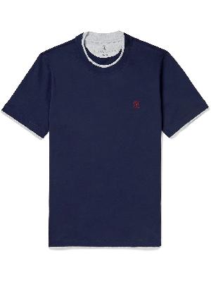 Brunello Cucinelli - Slim-Fit Logo-Embroidered Layered Cotton-Jersey T-Shirt