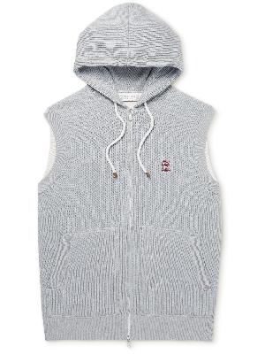 Brunello Cucinelli - Logo-Embroidered Cotton Hooded Gilet