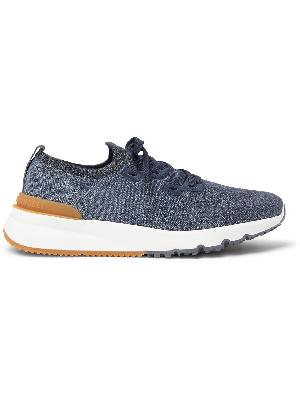 Brunello Cucinelli - Suede-Trimmed Stretch-Knit Sneakers