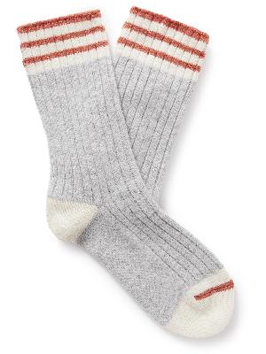 Brunello Cucinelli - Striped Ribbed Cashmere Socks