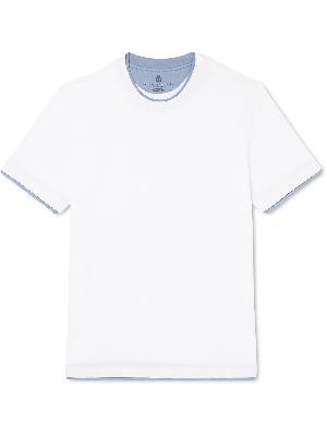 Brunello Cucinelli - Slim-Fit Layered Cotton and Linen-Blend Jersey T-Shirt