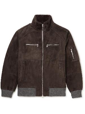 Brunello Cucinelli - Shearling-Lined Cashmere-Trimmed Suede Bomber Jacket