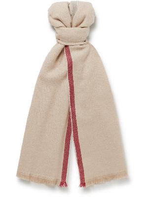 Brunello Cucinelli - Fringed Striped Wool and Cashmere-Blend Scarf