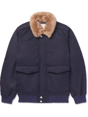 Brunello Cucinelli - Shearling-Trimmed Padded Wool Bomber Jacket