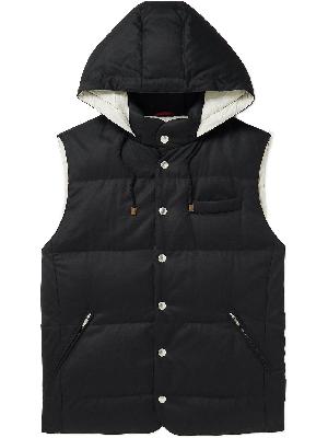 Brunello Cucinelli - Quilted Wool-Flannel Hooded Down Gilet