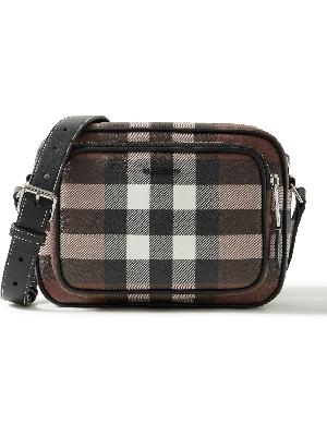 Burberry - Leather-Trimmed Checked E-Canvas Messenger Bag