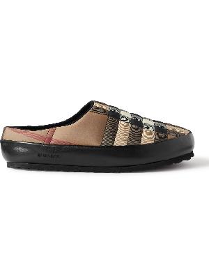 Burberry - Leather-Trimmed Quilted Checked Shell Backless Slip-On Sneakers