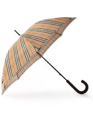 Burberry - Checked Shell and Leather Umbrella